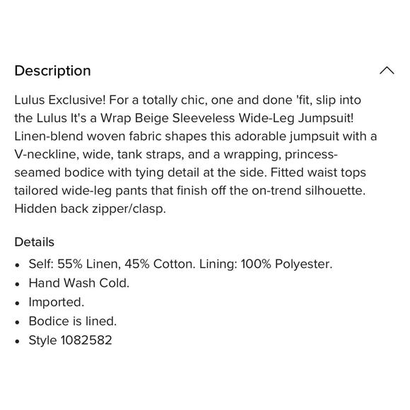 Lulus Womens Sz XS Linen Sleeveless It’s A Wrap Jumpsuit Party Cocktail Wedding - Picture 3 of 16